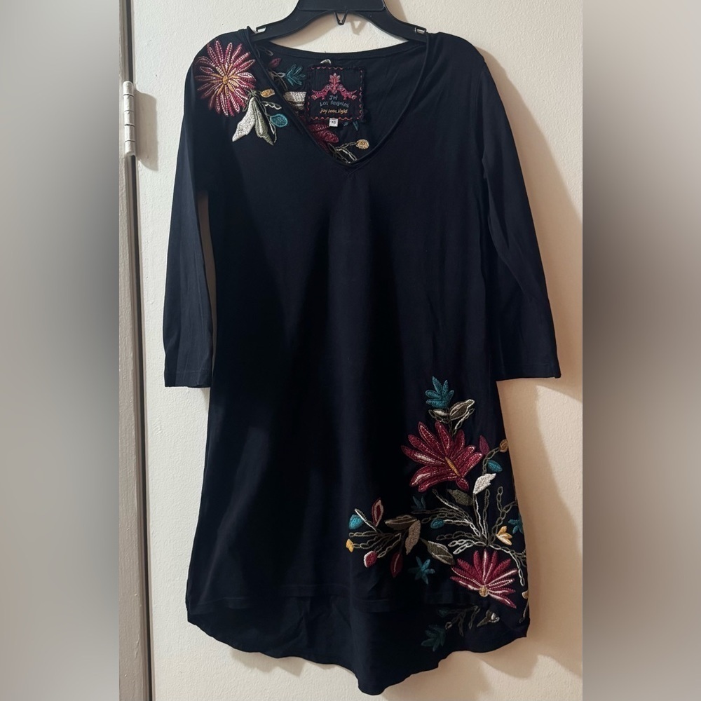 JOHNNY WAS XS TUNIC EMBROIDERED FLORAL DRESS TOP FLORAL BOHO CHIC SHIRT